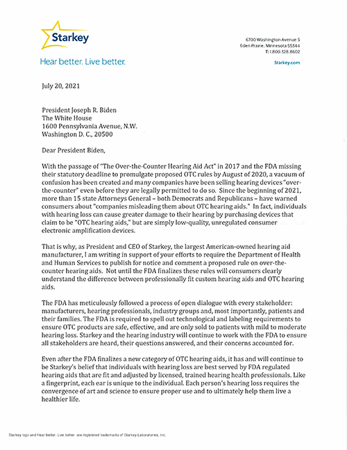 Listen Carefully Brandon Sawalich Letter from President Joseph Biden